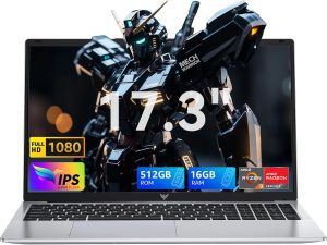 17.3 Inch Laptop,Ryzen 4300U Student Laptop(4C/4T, Beat AMD Ryzen 5 3500U,up to 3.7GHz) 16GB DDR4 512GB SSD Business Computer with Webcam,Type-C,62.7Wh Battery,Numeric KB,Silver