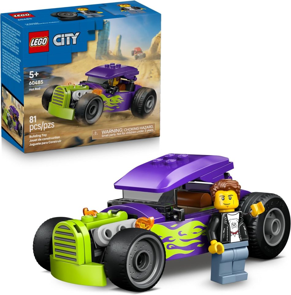 LEGO City Hot Rod Race Car Building Toy for Kids – Pretend Play Set for Boys & Girls, Ages 5+ – Toy Car W/Racecar Driver Minfigure – Gift Idea for Birthdays – 60485