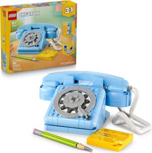 LEGO Creator 3 in 1 Retro Telephone Kids Toy – Home Decor for Bedroom or Kids Room – Building Toy and Learning Playset for Girls & Boys, Ages 8+ – Gift Idea for Birthdays or Special Occasions – 31174