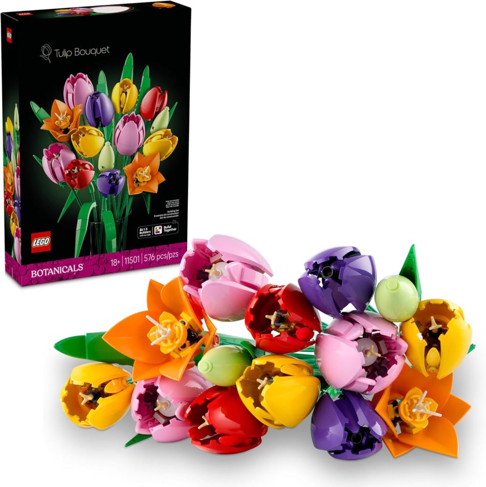 LEGO Botanicals Tulip Bouquet – Building Set for Adults, Women & Men, Ages 18+ – Gift for Easter – Bedroom, Book Shelf & Office Decor – Artificial Flowers Crafting Kit – 11501