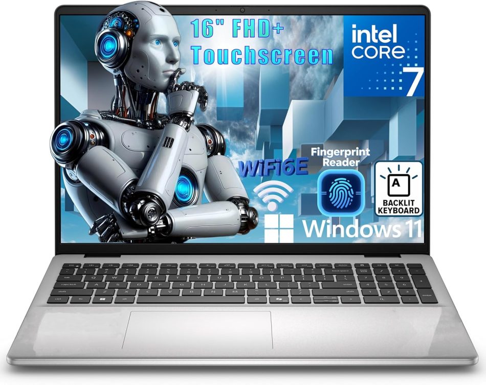 Dell 16 Laptop Computer, Intel Core 7 150U Processor, 16″ FHD+ IPS Touchscreen Anti-Glare Display, 32GB DDR5 RAM, 1TB PCIe SSD, WiFi 6E, Bluetooth 5.3, Backlit Keyboard, Windows 11 Home