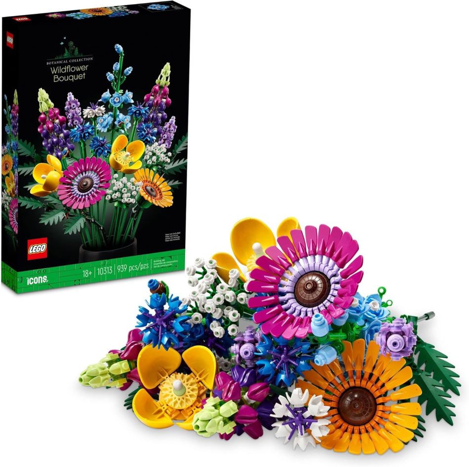 LEGO Botanicals Artificial Wildflower Bouquet – Fake Indoor Flowers Building Set for Home, Kitchen, Desk Decoration, Adults Ages 18+ – Gift for Birthdays – 10313