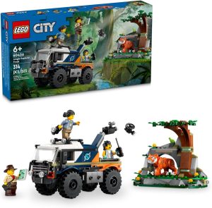 LEGO City Jungle Explorer Off-Road Truck, Jungle Toy Building Set for Kids Aged 6 and Up, Fun Birthday Gift Idea, Off-Road Truck Vehicle, 3 Adventurer Minifigures, Tiger Figure and Car Toy, 60426