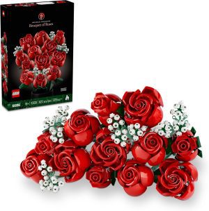 LEGO Botanicals Bouquet of Roses Artificial Flowers – Fake Red Roses Building Set for Adults, Ages 18+ – Gifts for Birthdays for Her – Home Decor for Table Display – 10328