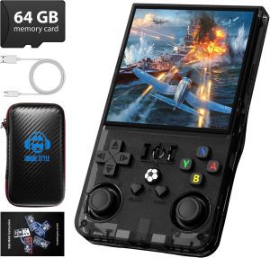 R36MAX Retro Handheld Game Console, 4.0 Inch 720×720 IPS Screen, 64GB Built-in 18,000+ Classic Game, Portable Hand Held Open Source Linux System, 4000mAh Battery Retro Gaming Console(Black 64GB)