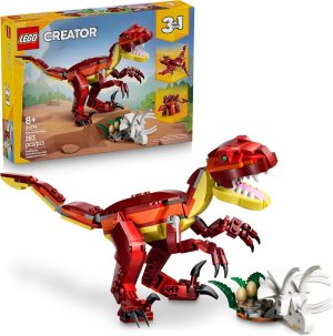 LEGO Creator 3 in 1 Fierce Dinosaur Building Toy for Boys & Girls, Ages 8+ – Gift for Birthdays – Kids Build 1 of 3 Prehistoric Animal Figures – 31379