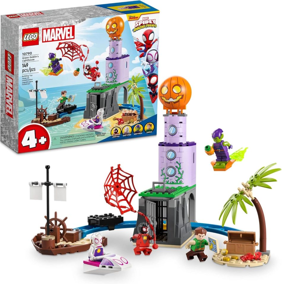 LEGO Marvel Team Spidey at Green Goblin’s Lighthouse 10790, Toy for Kids Ages 4+ with Pirate Shipwreck, Miles Morales Minifigure & More, Spidey and His Amazing Friends Series