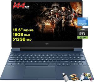 HP Victus 15 Gaming Laptop 15.6” FHD IPS Anti-Glare 144Hz Intel 8-core i5-12450H (Beat i7-11800H) 16GB RAM 512GB SSD GeForce RTX 3050 Backlit B&O Fast Charging Win11 Blue w/ICP Accessory