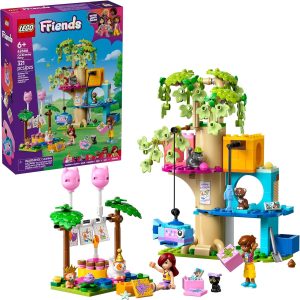 LEGO Friends Cat Birthday Party & Tree House Building Toy – Pretend Play Building Blocks W/Cat Toys & 2 Minidolls – Creative Storytelling Kids Toy for Girls and Boys, 9+ – Birthday Gift Idea- 42666