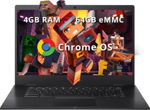 ASUS CX1500CNA Chromebook 15.6″ HD Laptop, Intel Celeron N3350 Processor, 4GB RAM, 64GB eMMC Flash Memory, Intel HD Graphics, HD Webcam, Stereo Speakers, Chrome OS, Black, (renewed)