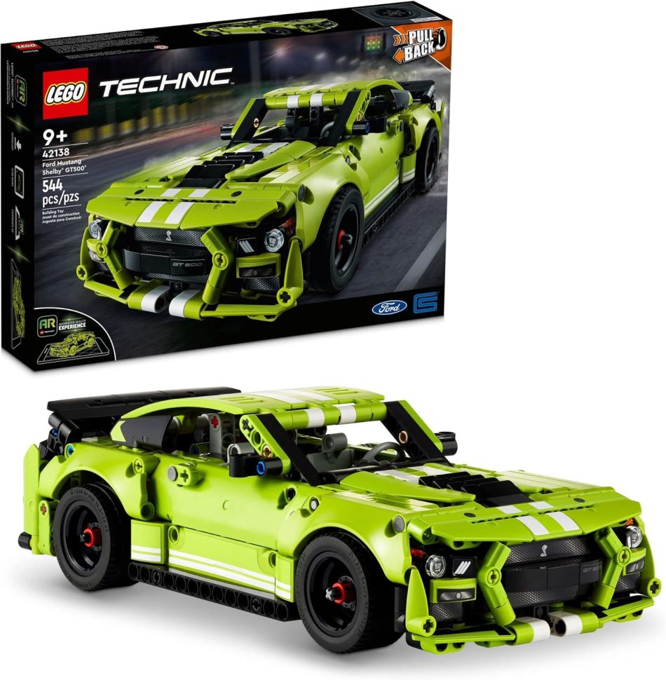 LEGO Technic Ford Mustang Shelby GT500 Toy Car – Building Toy for Boys & Girls, Ages 9+ Years – Pull Back Car W/AR App for Pretend Play – Gift Ideas – 42138