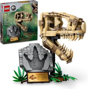 LEGO Jurassic World Dinosaur Fossils: T Rex Skull Building Toy – Dinosaur Toy for Boys & Girls, Ages 9+ Years – Gift for Christmas – Display for Bedroom – 76964
