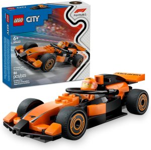 LEGO City F1 Driver with McLaren Race Car Toy – Model Car Building Toy Kit for Kids, Boys and Girls, Ages 6+ – F1 Collectible for Fans – with a Driver Minifigure – Gift Idea for Birthdays – 60442