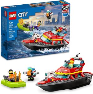 LEGO City Fire Rescue Boat Building Set – Floatable Boat Toy for Boys & Girls, Ages 5+ – Kids Pretend Play Toy for Preschool – Gift for Birthdays – 60373