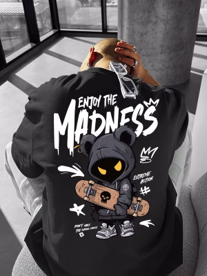Hot selling fashionable men’s cartoon letter printed comfortable and breathable round neck T-shirt outdoor street style top