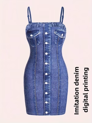 Best-selling fashionable elegant daily commuting digital printed women’s dress
