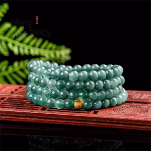 Natural A-goods Jadeite 6mm Blue Water Necklace Ice Jade Bracelet Charm Exquisite Best Selling Fashion Fine Jewelry Holiday Gift