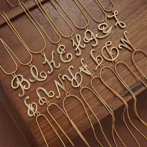 Fashion Letter Pendant Necklace for Women Light Luxury Gold Plated Zircon Snake Chain Choker Jewelry Accessories A-Z Wholesale