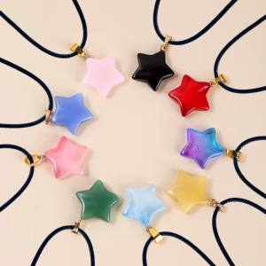 1Pcs Five-pointed Star Crystal Pendant Necklace Quartz Glass Necklace for Women Jewelry Choker Gift Wholesale 2025