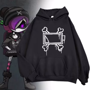 Game Murder Drones Uzi Doorman Cosplay Hoodie Costume Unisex Bone Print Sweatshirt Casual Long Sleeve Hoodies Black Clothes