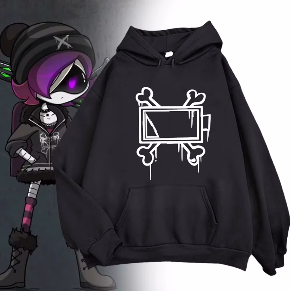 Game Murder Drones Uzi Doorman Cosplay Hoodie Costume Unisex Bone Print Sweatshirt Casual Long Sleeve Hoodies Black Clothes