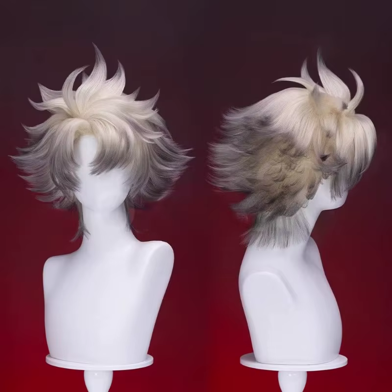 Anime Rudo Cosplay Gray Wig Short Hair Artificial Wigs Role Play Props Accessories for Men Halloween Theme Party