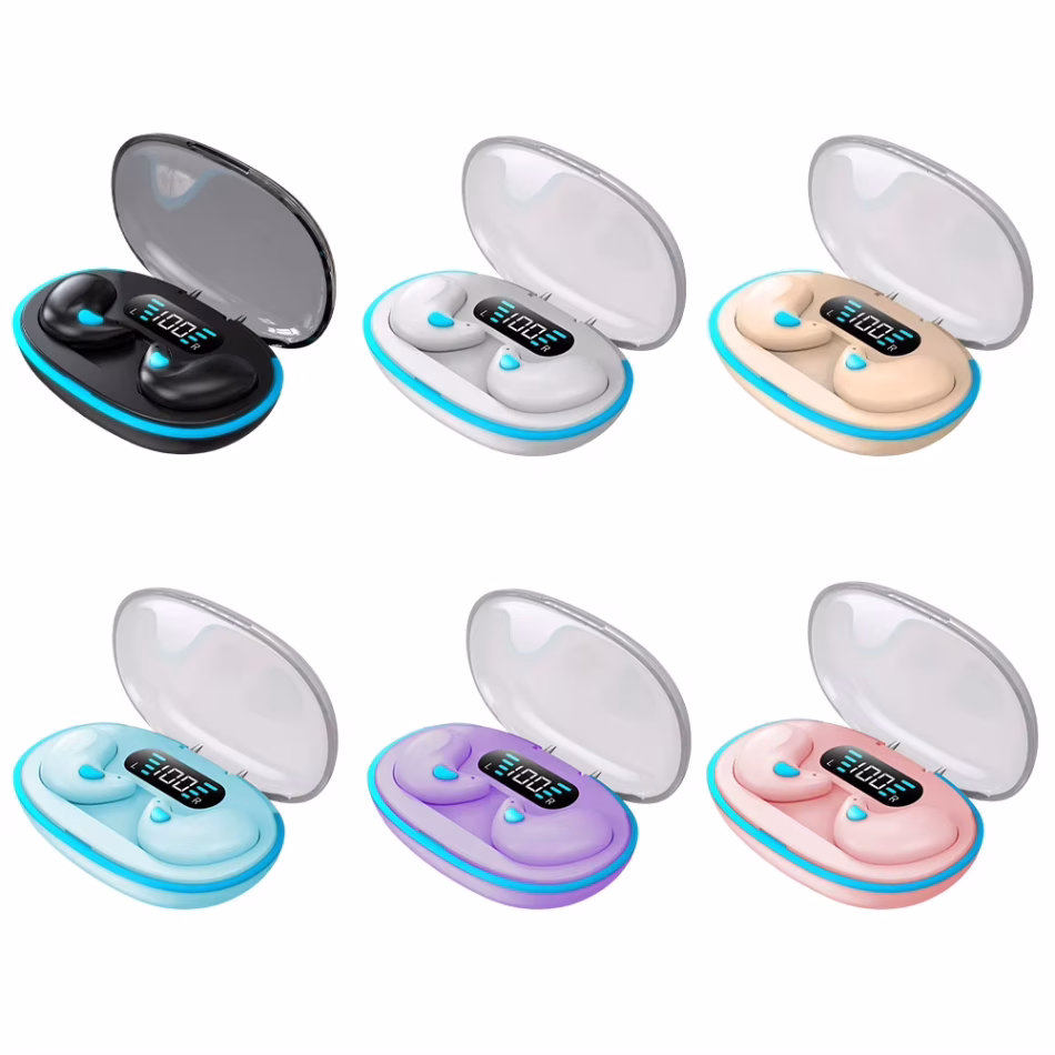 Bluetooth-Compatible 5.3 Invisible Sleep Earphones with Charging Case Open Ear Headsets Noise Cancelling for Travel and Business