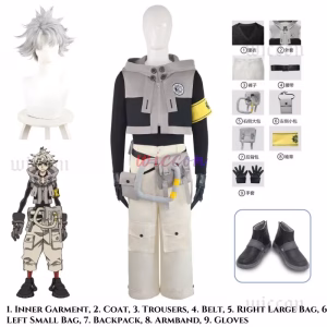 Anime Rudo GACHIAKUTA Cosplay Costume Punk Street Hot Punk Short Hooded Jacket Waist Bag Uniform Wigs Halloween Outfits for Men
