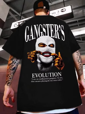 Hot selling new men’s portrait pattern polyester hip-hop luxurious breathable round neck T-shirt outdoor street casual top