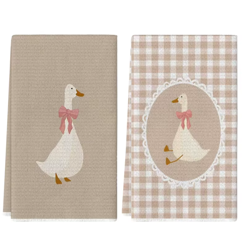 2Pcs, Cute Duck Kitchen Towels, 40Cm*60Cm Towel Set, Best Kitchen Towels, Super Absorbent Soft Cleaning Cloth, Cooking and Baking Tea Towel, Hand Towel, Cleaning Cloth, Dishwashing Cloth, Kitchen Decoration, Living Room Decorations, Kitchen Essentials, Home Essentials