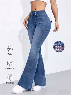 High Elasticity non-denim Printed Leggings Women’s High Waist Slim Leggings Gym Trainning wide leg Fashion leggings casual wear