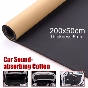 200X50cm 5mm Car Acoustic Foam Floor Tailgate Sound Insulation Deadener Mat Noise Reduction Pad Black Car Accessories