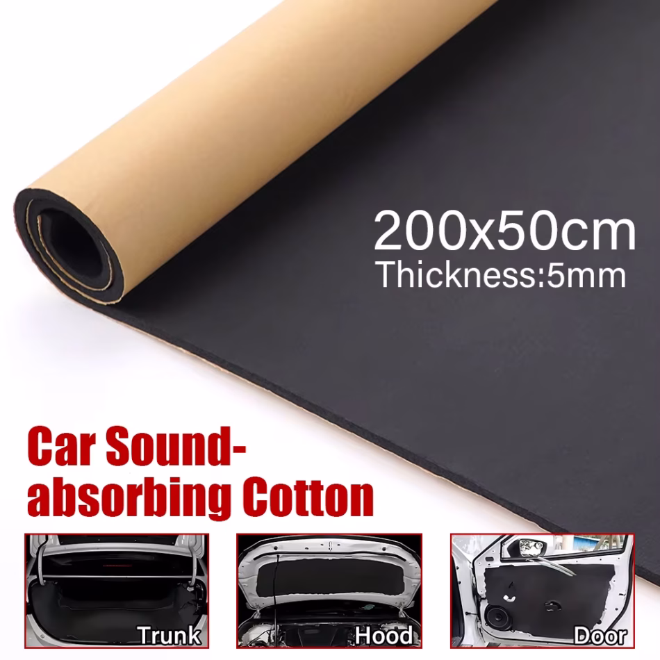200X50cm 5mm Car Acoustic Foam Floor Tailgate Sound Insulation Deadener Mat Noise Reduction Pad Black Car Accessories