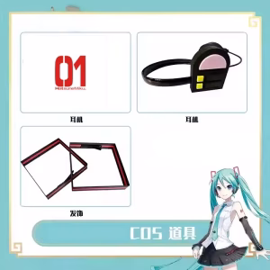 Miku Cosplay Headphone Prop Full Set of Idol Miku Sticker Mark Headphone Cosplay Headwear 3D Anime Cosplay Props