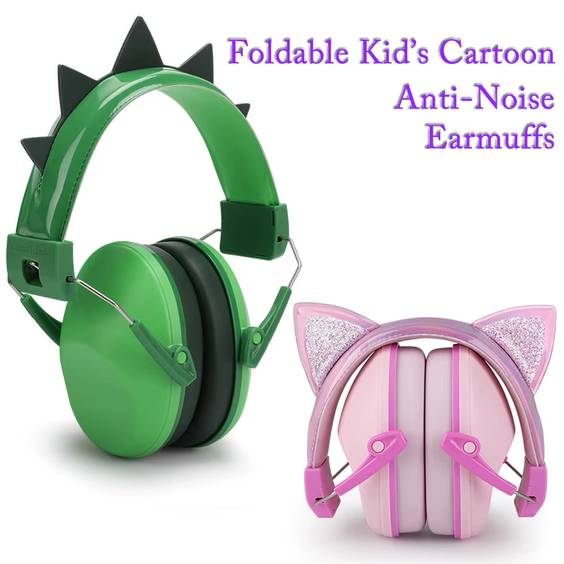 Cartoon Anti-Noise Safety Earmuffs Cat Ears Kid Hearing Protection Adjustable Ear Protector For Study Sleep Noise Cancelling