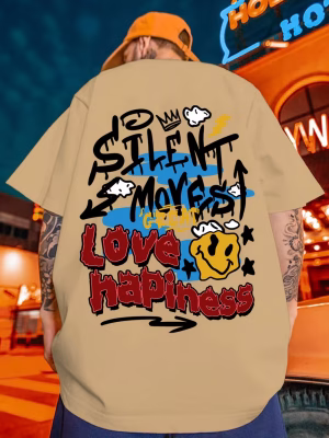 Fashionable men’s summer new personalized letter print comfortable and breathable round neck T-shirt outdoor street style top