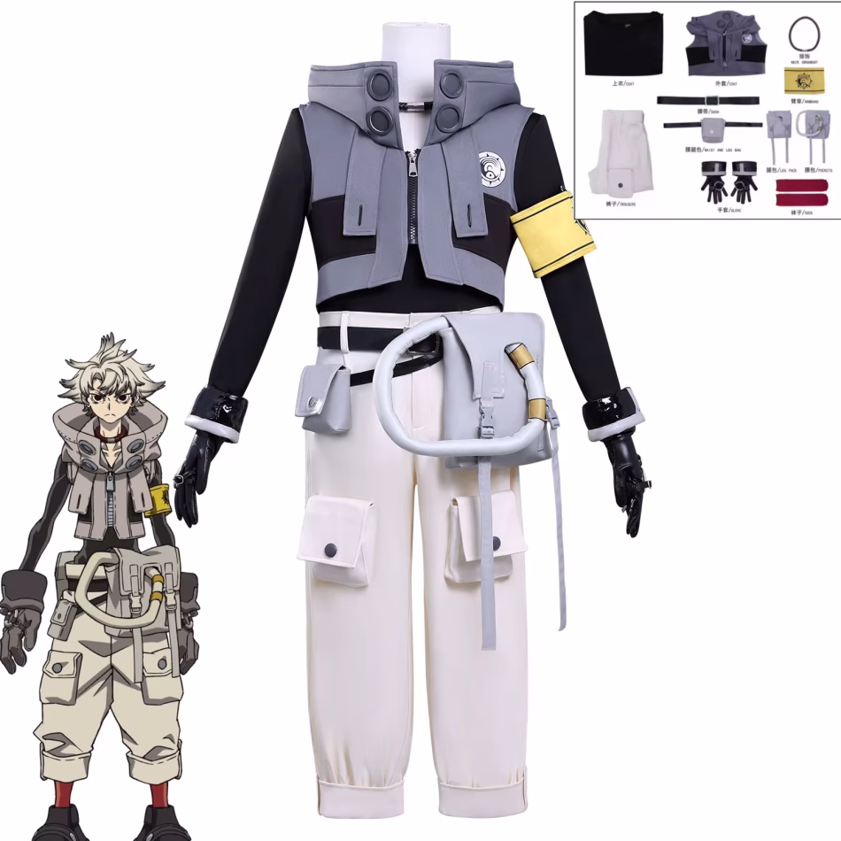 Anime Gachiakuta Rudo Surebrec Cosplay Costume Hoodie Gloves Bag Wig Set Halloween Party Women Men Carnival Battle Outfit