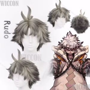 Rudo Surebrec Anime Gachiakuta Cosplay Costume Gray Brown Wig Curly Hair Man Outfit Cos Accessories Halloween Party Roleplay