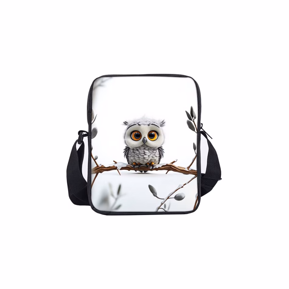 Animals Owl Sloth Giraffe Single Sided Messenger Bag for Boy/Girls Children Best Gifts 2D Flat Cartoon Casual Crossbody Bag