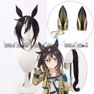 Umamusume Pretty Derby Stay Gold Cosplay Props 3D Headwear Ears Covers Women Synthetic Wig Black Ears and Tail For Halloween