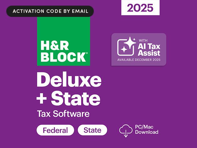 H&R Block Tax Software Deluxe + State 2025 for Windows/Mac [Online Code]