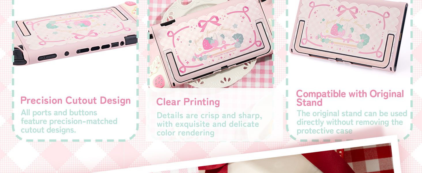 Marketing materials showing multiple pink and white product layout designs. Contains design elements, decorative borders, and presentation layouts in a feminine color scheme.