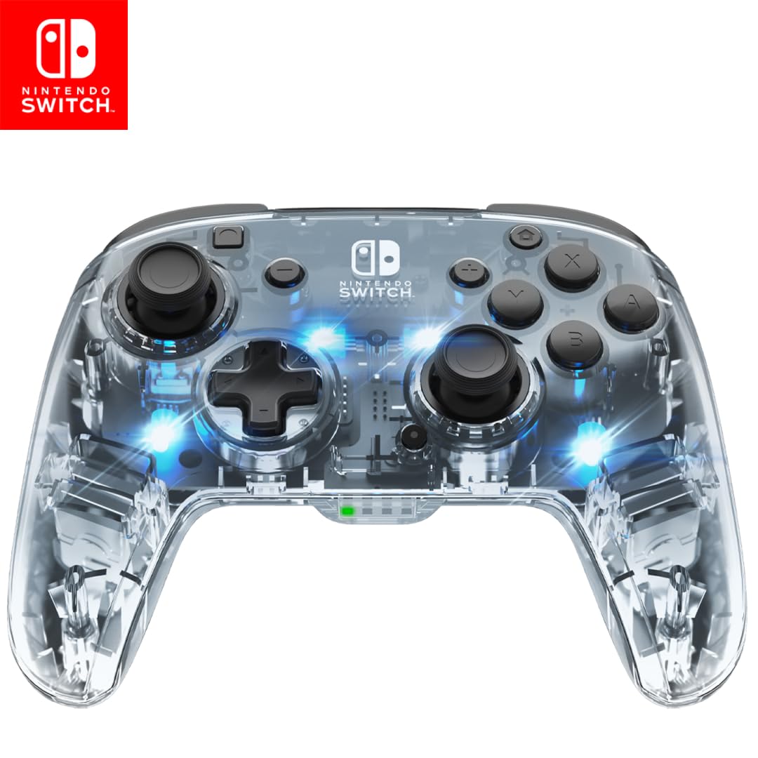 Afterglow Wireless RGB Controller – Nintendo Switch/Switch Lite/Switch – OLED Model, Nintendo Switch 2, Prismatic LED Lighting, Full Motion Control Gamepad, Customizable Paddle Buttons, Rechargeable Battery, Translucent