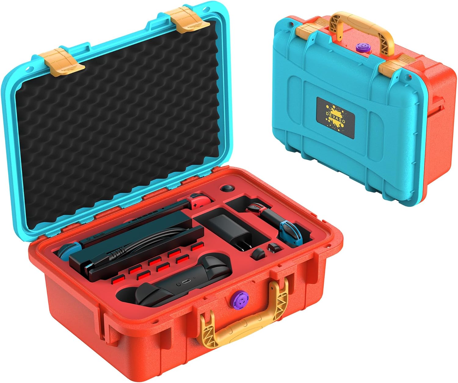 DEVASO Carrying Case for Nintendo Switch/Switch OLED, Professional Deluxe Waterproof Travel Bag Soft Lining Hard Case for Nintendo Switch OLED Model (2021) Console Pro Controller & Accessories