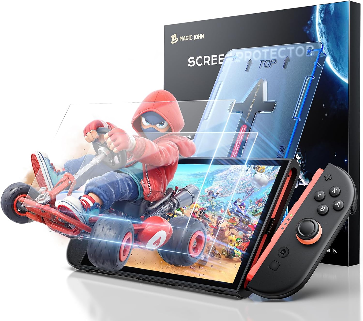 MAGIC JOHN 2 Pack for Nintendo Switch 2 Screen Protector 7.9” [2025], 30s Installation, 9H Tempered glass, HD Clear, Auto-Dust Removal, Bubble Free, Compatible with Switch Console