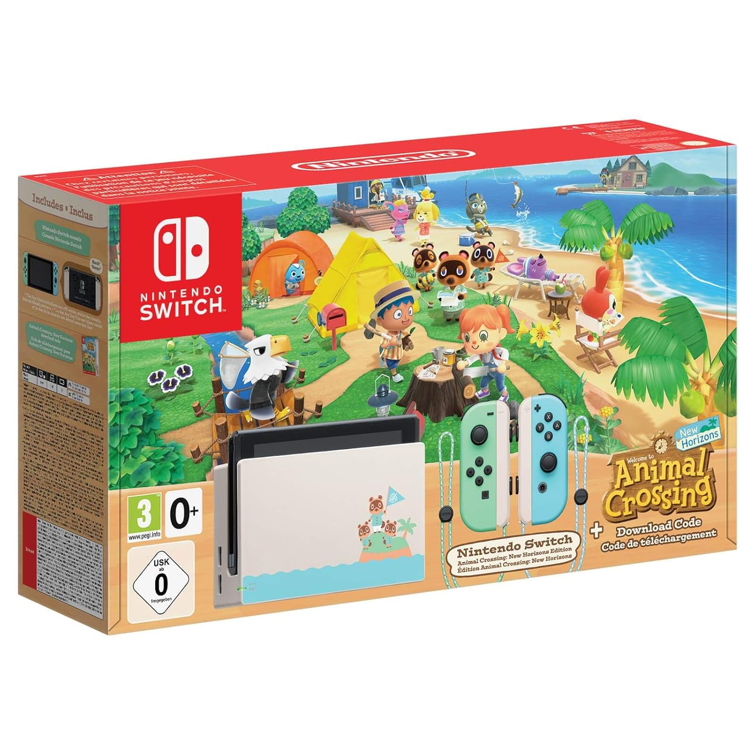 Nintendo Switch Console – Animal Crossing: New Horizons Edition – Pastel Green and Blue Joy-Con (Renewed)
