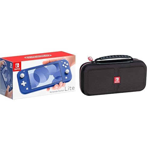 Nintendo Switch Lite (Blue) with Game Traveler Deluxe Travel Case Bundle – Includes Console and Licensed Storage Case with 8-Game Capacity