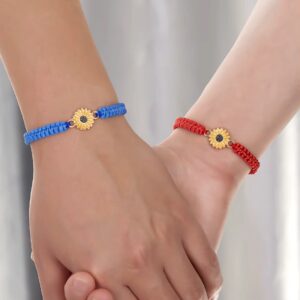 Handcrafted Wax Thread Sunflower Bracelet Romantic Sweet Style Adjustable Daisy Design Couple’s Friendship Gift for Best Friend