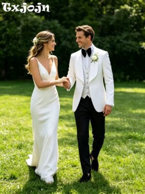 New Men’s Jacquard Suits 3 Pieces Jacket Vest Pants Wedding Groom Sets Handsome Formal Best Man’s Suit Elegant Suit Set S-3XL