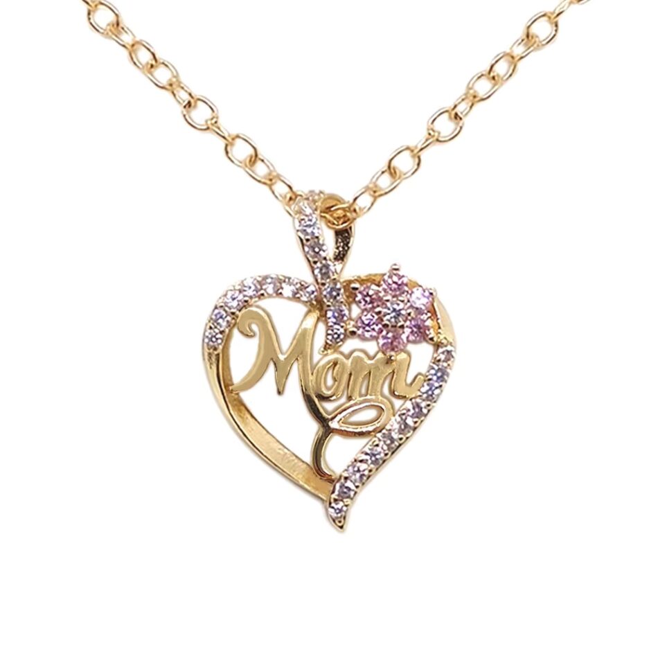 Best Selling Mom Heart Necklace, Rhinestone Heart Pendant, Perfect Mother’s Day Gift & Light Luxury Clavicle Chain